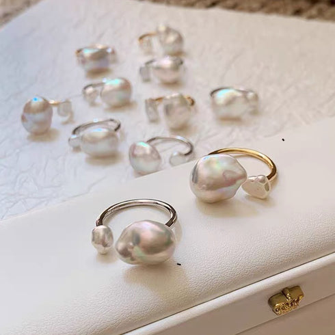 Dual Baroque Pearls Open Ring - Chic & Simple
